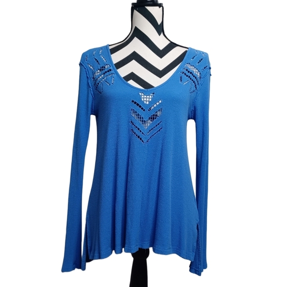 Free People Moonrise Cutout Boho  Long-sleeve Thermal Top - Picture 1 of 14